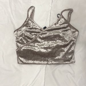 Silver Velvet Tank Crop Top